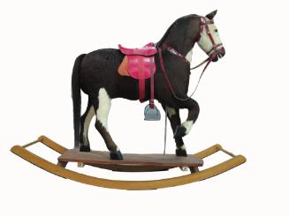 Rocking Horse, 1966
Made by Frank Jarson
Wood, plastic, cowhide and leather; 39 1/2 × 49 in.
…