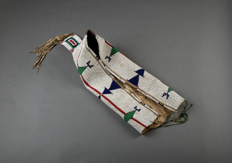 Cradle Hood, c. 1890
Lakota culture; The Great Plains
Leather and glass beads; 22 7/8 × 29 1/…