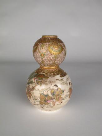 Double Gourd Vase, 1868-1926
Japanese; Japan
Earthenware (Satsuma ware), enamels, gold; 6 x 3…