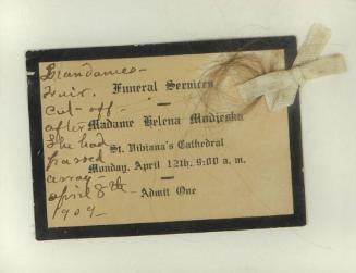 Funeral Announcement for Madame Helena Modjeska