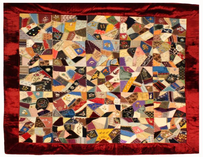 Crazy Quilt, 1888
Unknown quilter with initials LAP; possibly North Dakota or Alaska
Velvet, …