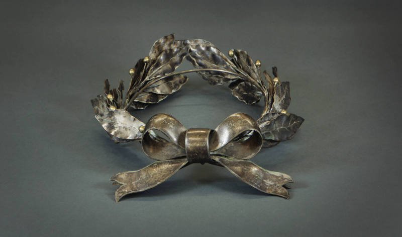 Laurel Wreath, late 19th Century
Poland
Silver leaf and metal; 12 1/2 × 8 1/2 × 2 3/4 in.
17…