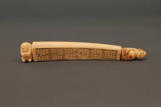 Scrimshaw Cribbage Board with Bililkens, date unknown
Inuit; Alaska, United States
Walrus ivo…