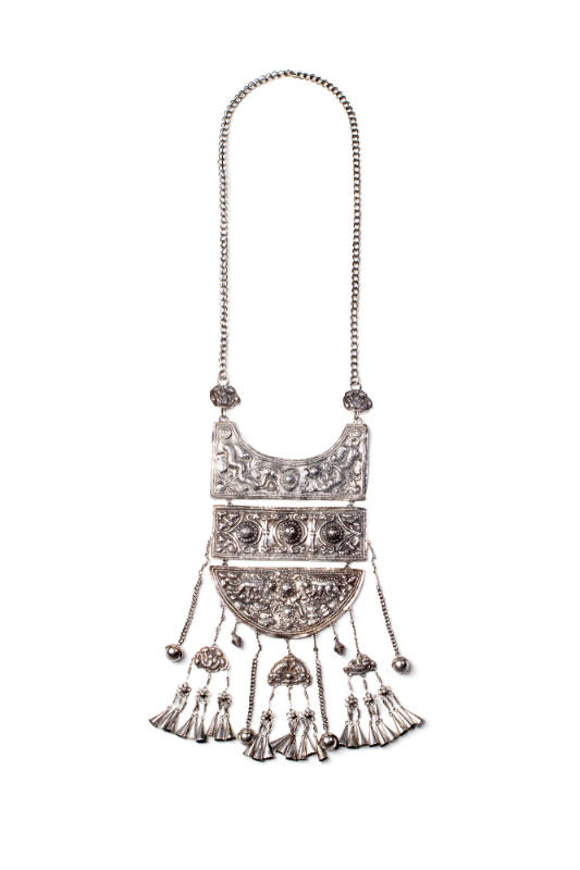 Necklace Embellished with Dangling Embossed Accents, 20th Century
Miao culture; Guizhou Provin…