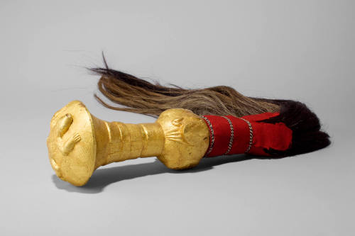 Ceremonial Flywhisk, 20th Century
Baule people; Ivory Coast
Wood, horsehair, cloth and gold l…