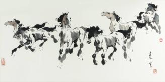 A Happy Group, c. 1981
Ning Yeh, (Chinese, 1947- )
Watercolor on paper; 19 3/16 × 36 1/2 in.
…