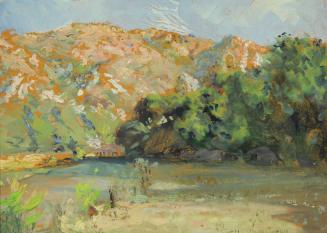 Laguna Canyon, c. 1920
Curtis Chamberlian (American, 1852-1925)
Oil on beaverboard; 11 x 15 i…