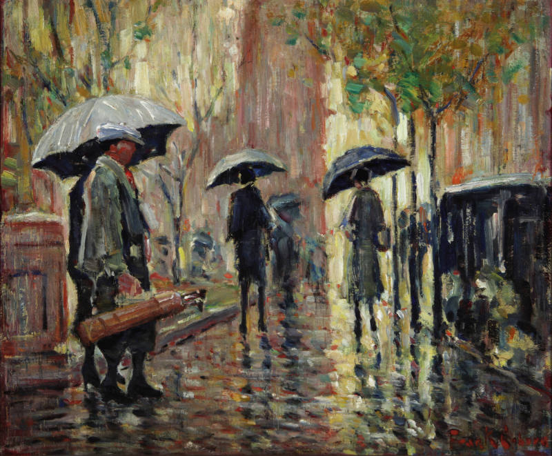 Street Scene in the Rain, c.1921
Frank Coburn (American, 1862-1938)
Oil on canvas; 23 × 27 1/…