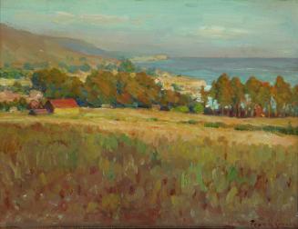 Laguna Beach, c. 1925
Frank Coburn (American, 1862-1938)
Oil on board; 14 × 17 1/2 × 2 1/8 in…