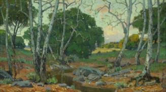 Sycamores, 1918
William Wendt (American, 1865-1946)
Oil on canvas; 26 3/4 x 42 3/4 x 2 1/4 in…