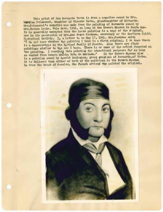 Copy of a Don Bernardo Yorba Portrait, 1940-1944
Henri Pénelon (French, 1827-1885)
Paper and …