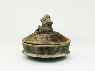 Vessel with Lid, 300-550 CE
Maya culture; Petén, Guatemala
Ceramic and paint; 11 3/4 × 12 5/8…