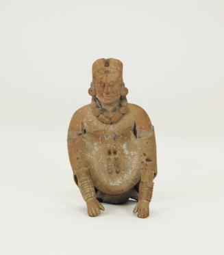 Whistle 600-900 CE
Maya culture; Jaina Island, Campeche, Mexico
Ceramic and pigment; 6 1/4 × …