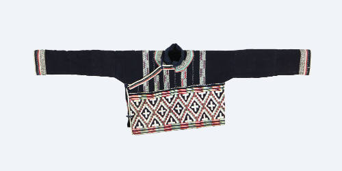 Jacket, mid to late 20th Century
Miao culture; Guizhou Province, China
Cotton and silk; 16 1/…