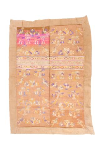 Blanket with One Corner Consisting of Red and Pink Bands, 20th Century
Zhuang culture; Guangxi…