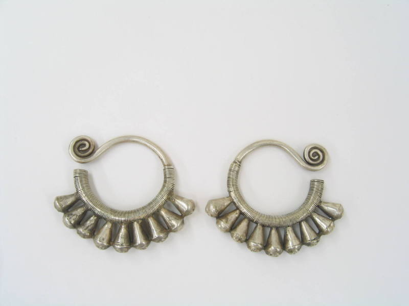 Coiled Loop Earrings with Hanging Cones, 20th Century
Dong culture; Guizhou Province, China
S…