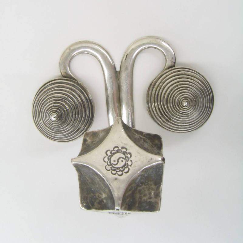 Counterweight Back Ornament with Yin-Yang Symbols, 20th Century
Miao culture, Guizhou Province…