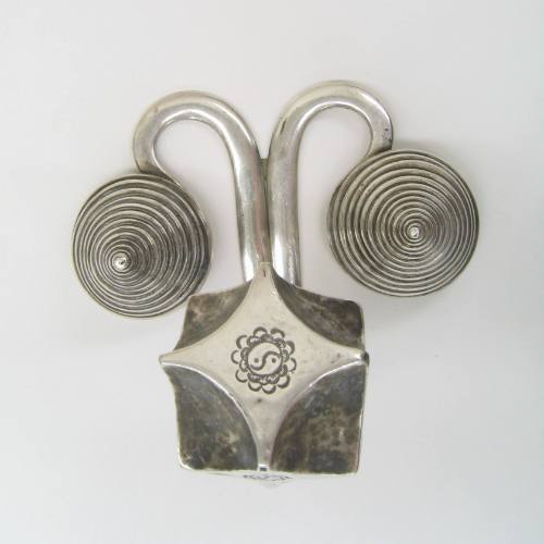 Counterweight Back Ornament with Yin-Yang Symbols, 20th Century
Miao culture, Guizhou Province…