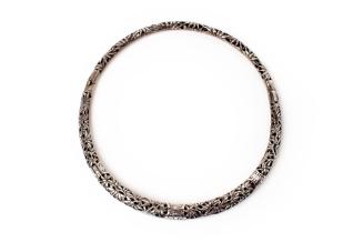 Neck Ring with Openwork Floral Motif, 20th Century
Miao culture; Guizhou Province, China
Silv…