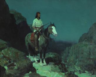 Moonlit Trail, c. 1932
Frank Tenney Johnson (American, 1874-1939)
Oil on canvas; 16 1/4 x 20 …