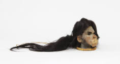 Shrunken Head (Tsantsa), early 20th Century
Shuar culture; Ecuador
Human head, fiber and wood…