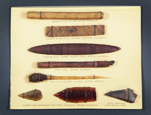 Box Containing Eight Aboriginal Australian Artifacts, mid 19th to early 20th Century
Wood, pig…