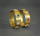 Bracelets Worn by Modjeska in "Cleopatra", c. 1880
Unknown maker; Paris, France
Gold and imit…