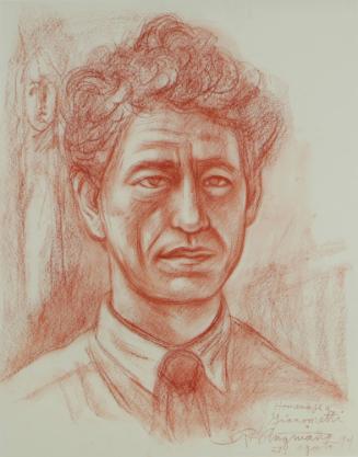 Homenaje a Giacometti, 1994
Raul Anguiano (Mexican, 1915- 2006) 
Sanguine on paper; 22 ½ x 17…