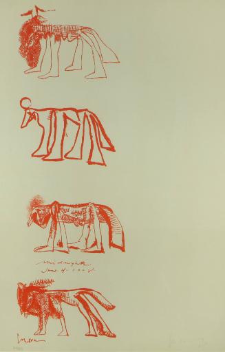 Timeless Animals, 1968
Jose Luis Cuevas (Mexican, 1934-) 
Lithograph; 25 x 15 ¾ in.
2016.5.4…