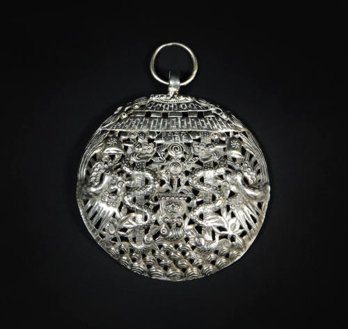 Clothing Ornament, 20th Century
Miao culture; Guizhou Province, China
Silver; 4 1/2 × 3 5/8 ×…