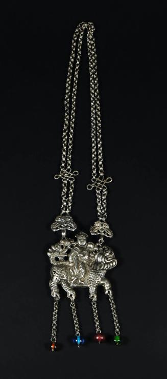 Necklace with Pendant of Figure and Beast, 20th Century
Miao culture; Guizhou Province, China
…