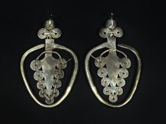 Reverse Teardrop Earrings with Spiral Discs, 20th Century
Miao culture; Guizhou Province, Chin…