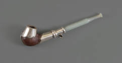 Tobacco Pipe, 20th Century
Miao culture; Guizhou Province, China
Wood, silver and jade; 2 × 7…