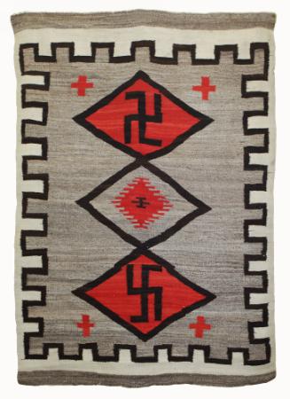 Rug, 1900-1910
Navajo; Southwestern United States of America
Wool and pigment; 82 × 56 5/8 in…
