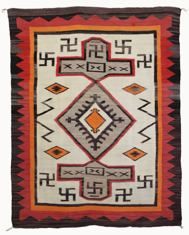 Rug, Variant on JB Moore’s Plate XXX Rug, c. 1920
Navajo; Southwestern United States
Wool; 69…