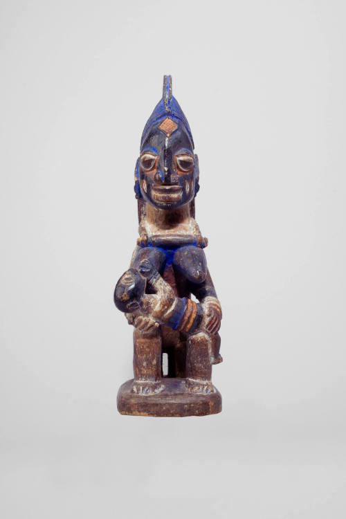 Seated Maternity Figure, 20th Century
Yoruba culture; Nigeria
Wood and pigment; 14 5/8 x 4 1/…