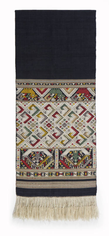 Shawl, 20th Century
Miao culture; probably Guizhou Province, China
Cotton and silk; 17 × 86 i…