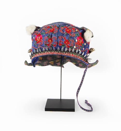 Hat, 1990-2003
Miao culture; Guizhou Province, China
Cotton, possibly silk, metal, plastic, s…