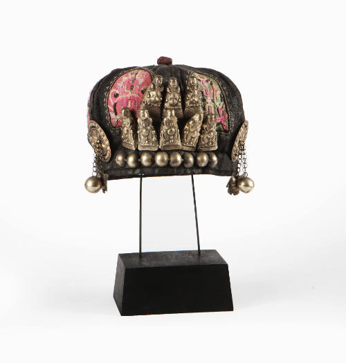 Hat, 20th Century
Miao culture; probably Guizhou Province, China
Cotton, silk and silver; 4 3…