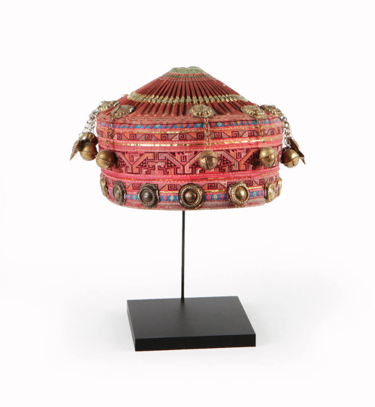 Hat, 20th Century
Miao culture; Guizhou Province, China
Cotton, silk, metal and possibly meta…