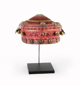 Hat, 20th Century
Miao culture; Guizhou Province, China
Cotton, silk, metal and possibly meta…