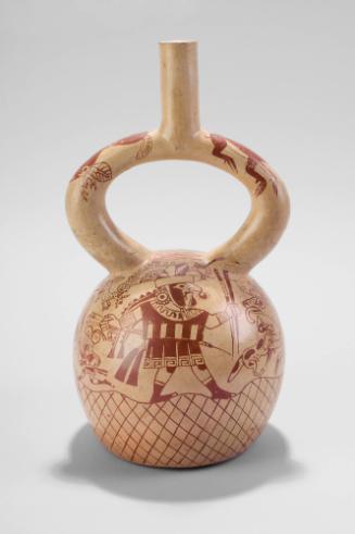 Stirrup Vessel, c. 400-600 A.D.
Moche culture; North Coast, Peru
Ceramic and paint; 10 7/8 x …