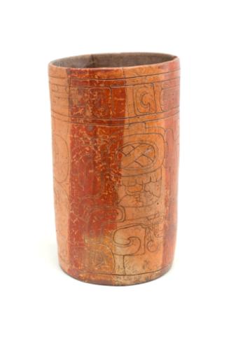 Cylindrical Vase with Geometric Motifs, c. 600-900 A.D.
Maya culture; Honduras
Ceramic and pa…