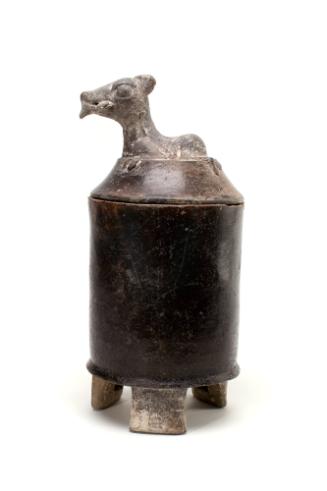 Vessel with Deer Effigy Lid, 300-556 CE
Maya culture; Petén, Guatemala
Ceramic and paint; 15 …