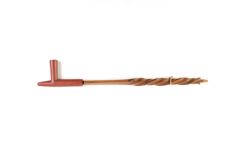 Pipe, c. 1844
Oglala Lakota (Oglala Sioux); North American Plains
Wood and catlinite; 23 × 4 …