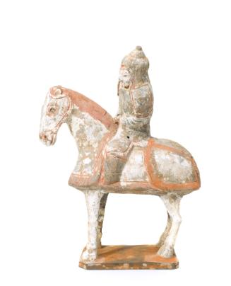 Horse and Rider, Eastern Jin Dynasty (5th Century)
China
Ceramic and paint; 10 1/2 x 7 5/8 x …
