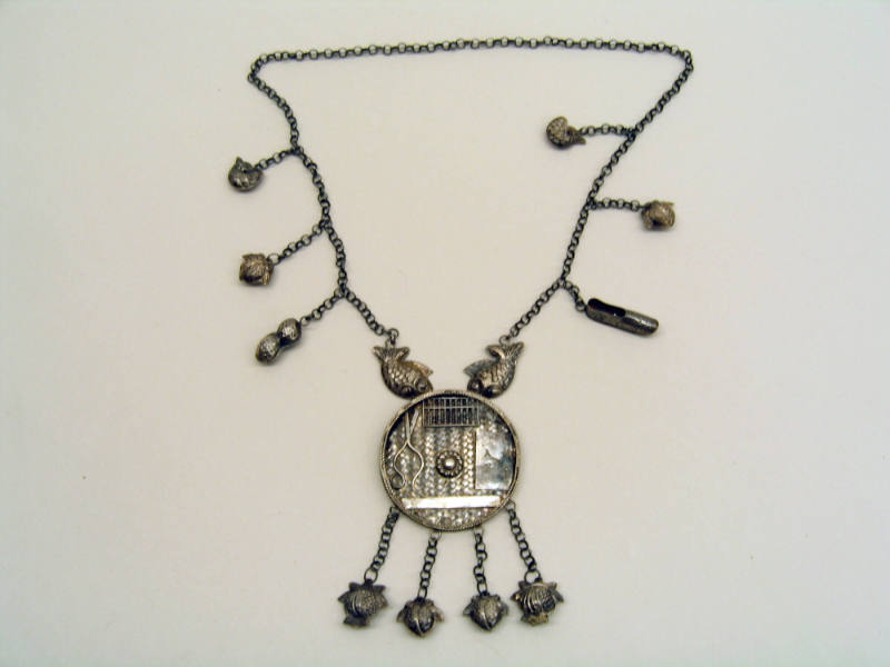 Necklace with Circular Pendant and Dangling Ornaments, 20th Century
Miao culture; Guizhou Prov…