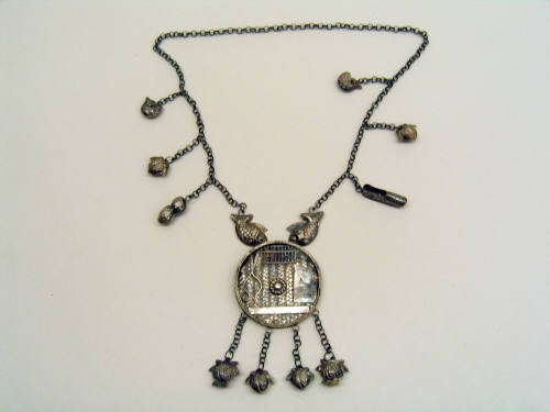 Necklace with Circular Pendant and Dangling Ornaments, 20th Century
Miao culture; Guizhou Prov…