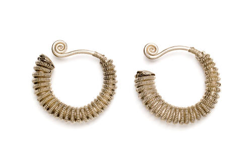 Coiled Wire Earrings, 20th Century
Miao culture; Guizhou Province, China
Silver; 2 1/4 x 2 1/…