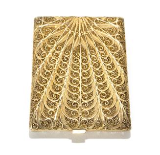 Gold Cigarette Box, 20th Century
Portuguese
Gold; 1/2 x 2 11/16 x 4 7/8 in.
77.4.21
Gift of…